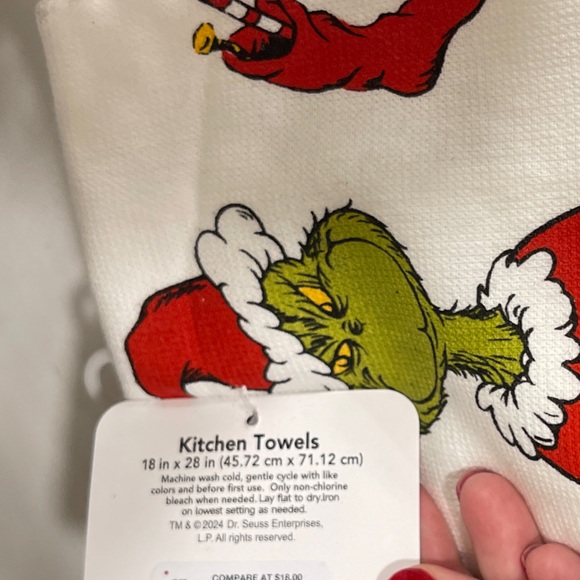 Christmas Grinch Tervis & Max Naughty & Nice 3pk Kitchen Towel Set NWT - Picture 4 of 4